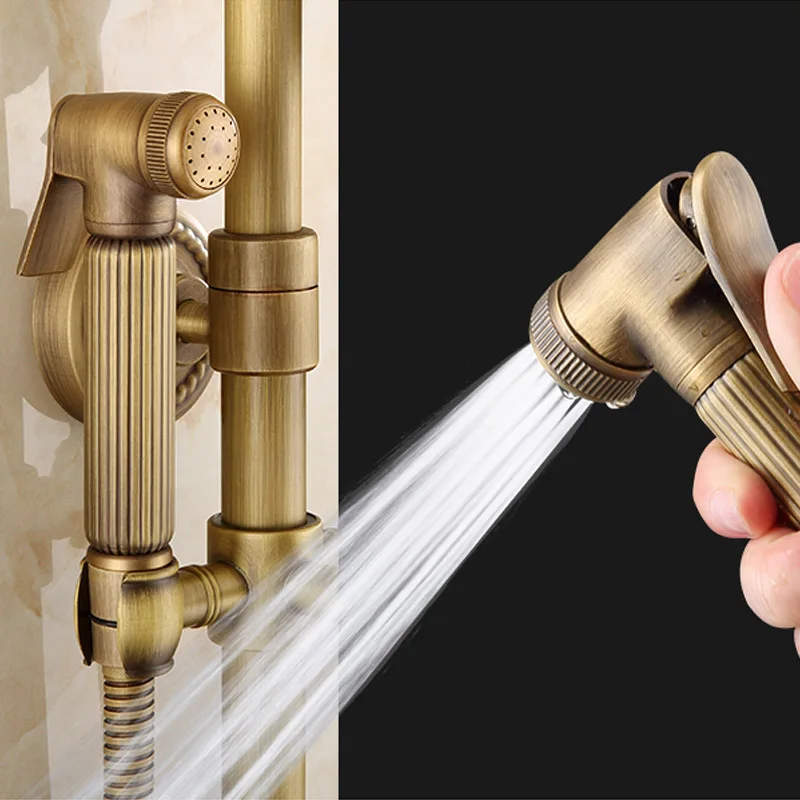 Antique Brass Bidet Sprayer Bidet Faucets Toilet Hand Spray Brass Toilet Bidet Sprayer Self Cleaning Shower for Bathroom