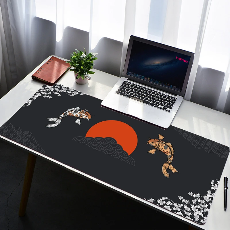 Large Fish Mouse Pad Waterproof Desktop Waves Oil-proof Non-slip Desk Mat Gaming Accessories Pad Mouse Carpet Keyboard Gaming