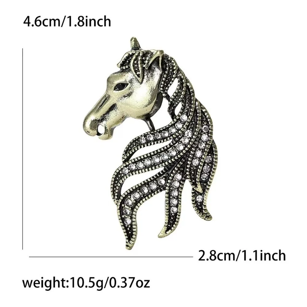 الكلاسيكية الفاخرة حجر الراين الحصان رئيس دبابيس لامعة النهاية مجوهرات اكسسوارات الحيوان الحصان دبوس دعوى معطف بروش حفلة عادية