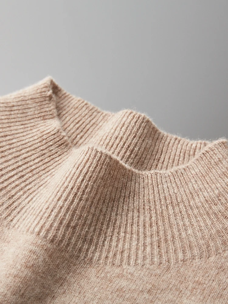 

Autumn Winter Men's Wool Pullover Basic Mock Neck Sweater Soft Warm Cashmere Jumper 100% Merino Wool Knitwear Tops Great Value