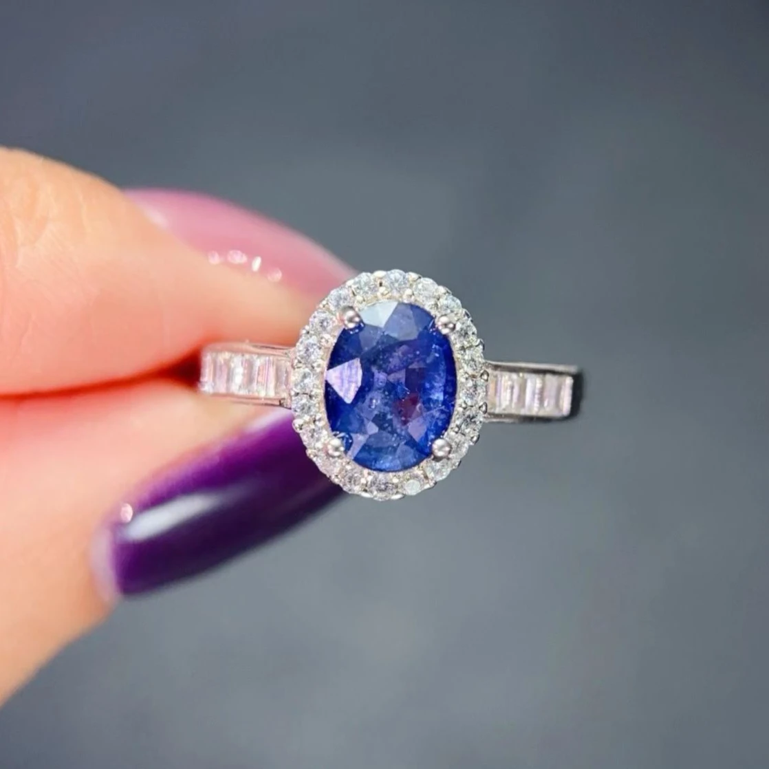 

Классическое обручальное кольцо из серебра 925 пробы для женщин, кольцо с натуральным сапфиром и сертификатом 6 мм * 8 мм, ювелирные изделия с сапфиром 1 карат