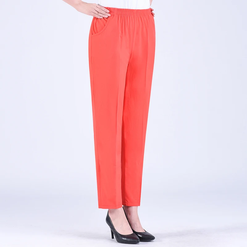 Fashion Straight Trousers Middle-aged Women's Summer Cropped Pants Thin Loose Mother Baggy Pants Casual Mom Pants 5XL