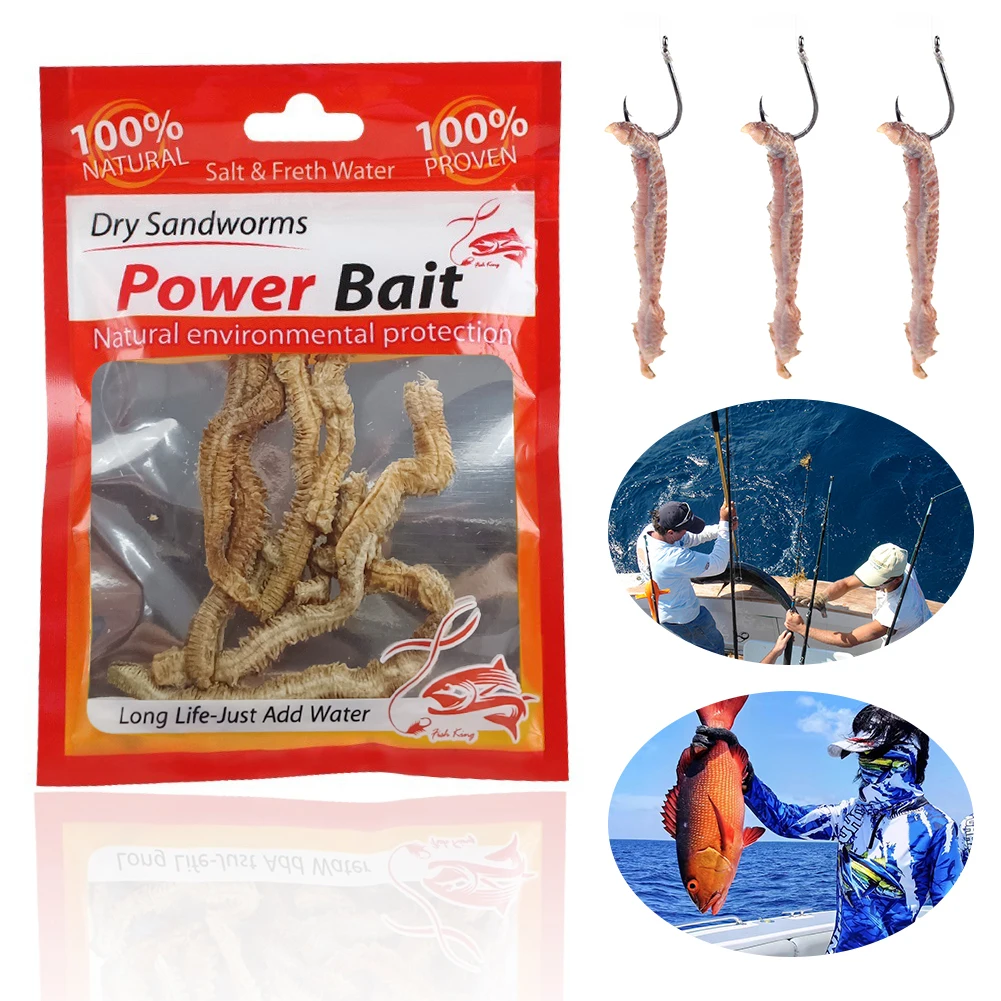 Dry Sandworms Fishing Lures Fishy Smell Lures Soft Fishing Lures for Saltwater and Freshwater Fishing