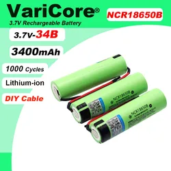 VariCore New Original NCR18650B 3.7V 3400mAh 18650 Li-ion Rechargeable Battery Welding Silica gel Cable DIY batteries