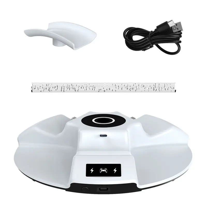 RGB Ambient Lighting 3-In-1 Charging Dock For PS5 Wireless Controller Fast Charge Headphone Storage Stand Docking Station view 5