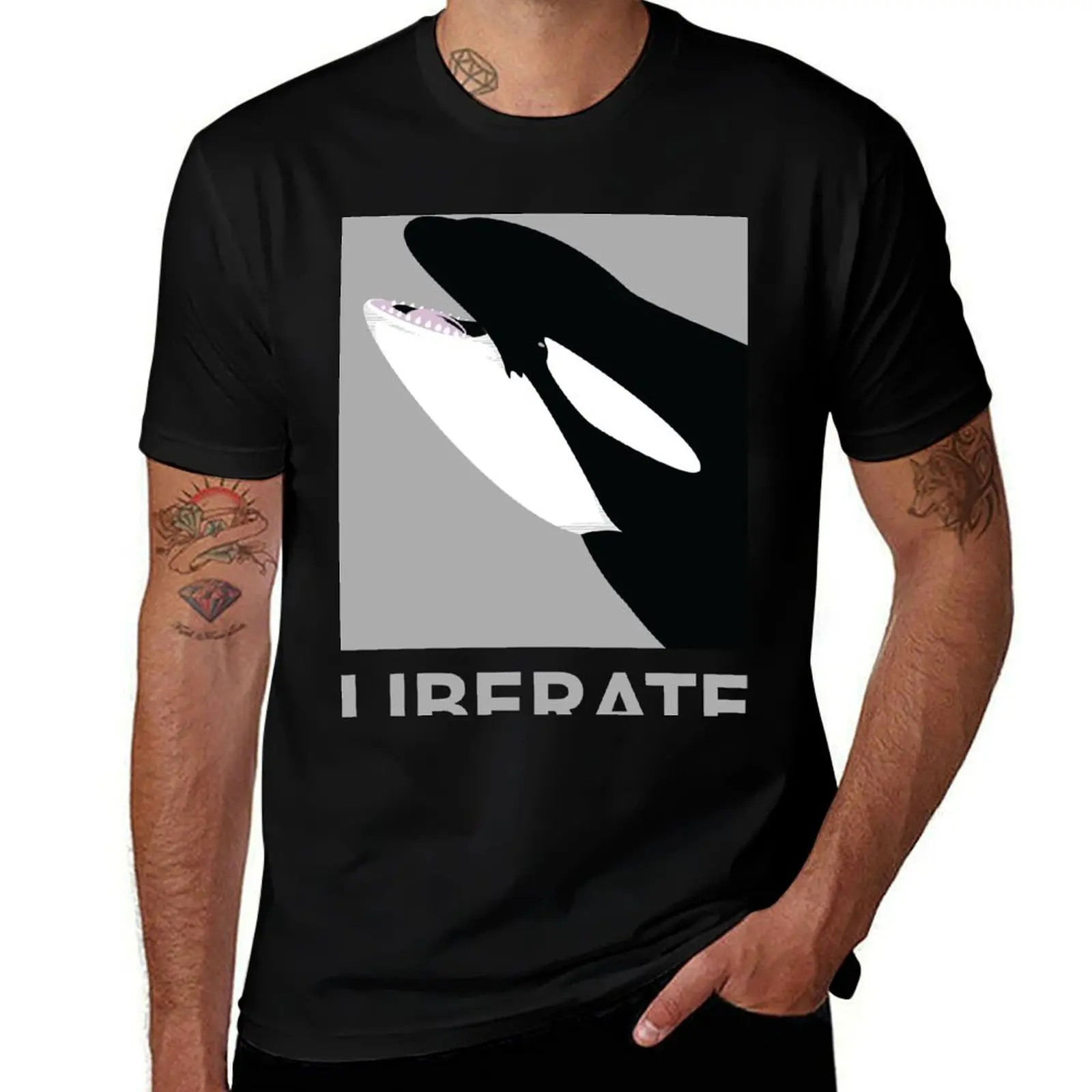 Liberate (Orca) T-Shirt Minimalist Plain Crew Neck T-Shirt