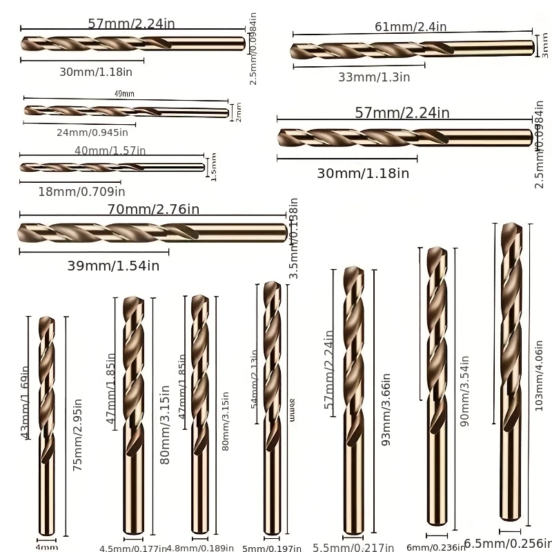 13pcs Spiral Drill Bits| Precision Cutting and Polishing for Metal, Wood, and Plastic- Ideal for Projects and Professional Use