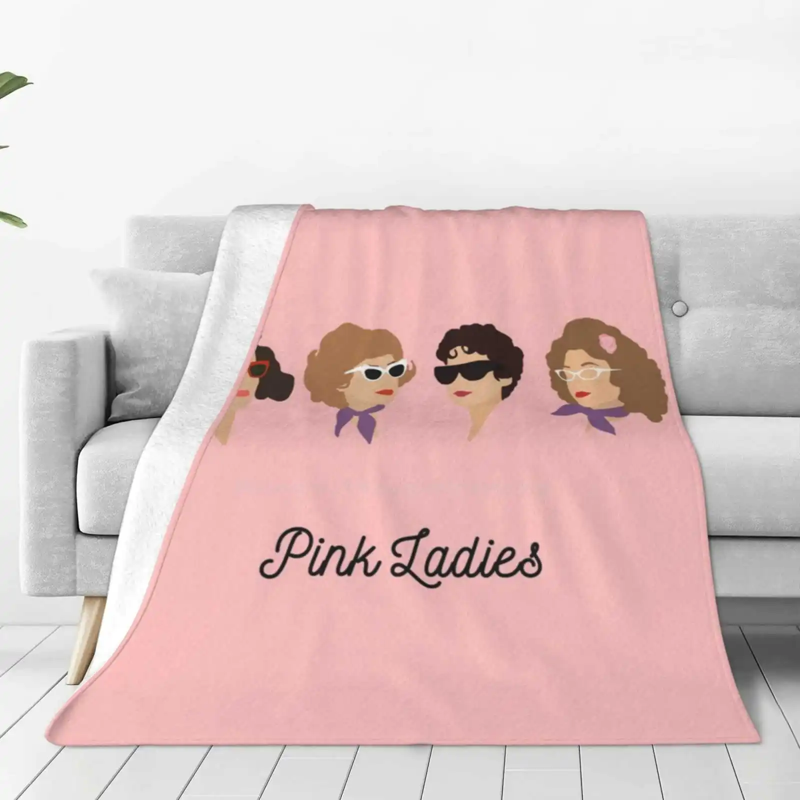 Pink Ladies New Selling Custom Print Flannel Soft Blanket Pink Ladies Grease Rizzo Sandy Frenchie Marty Jan Danny 50S Classic