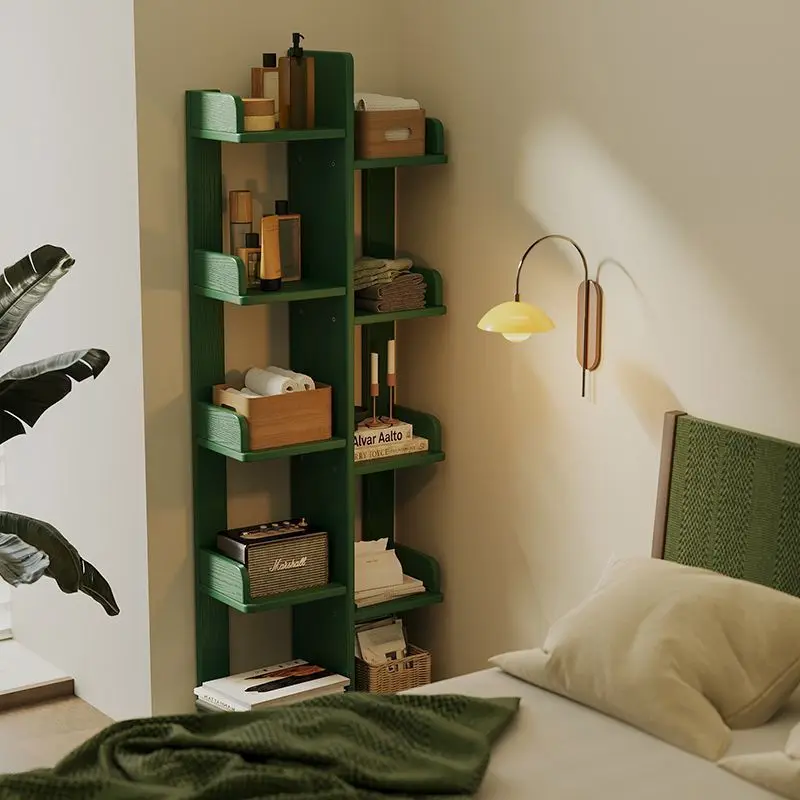 Solid wood tree-shaped bookshelf for small homes, floor-standing storage  , vertical wall-side children's book storage rack