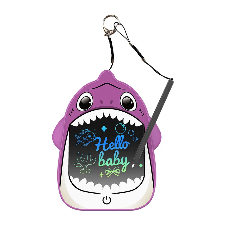 Bolso placa de escrita dos desenhos animados peixe mochila pendurado lcd luz energia prancheta doodle pintura placa escrita crianças brinquedos