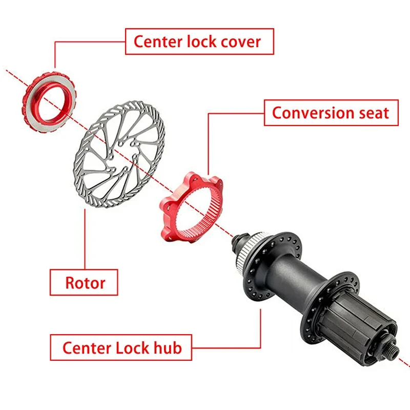 BUCKLOS Center Lock Cover 6-Hole Adapter Mountain Bike Centerlock Lockring Cover Conversion Disc Brake Rotor Adapter Cover