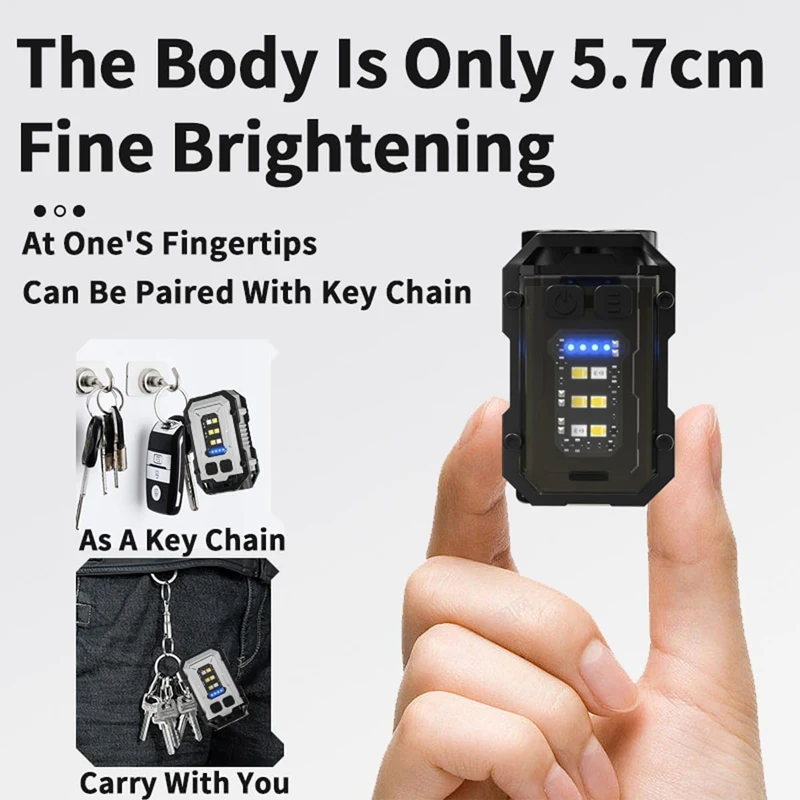 Mini linterna llavero con clip COB luz lateral IPX5 impermeable, luz de bolsillo EDC magnética LED para trabajo, Camping, caminar con perros