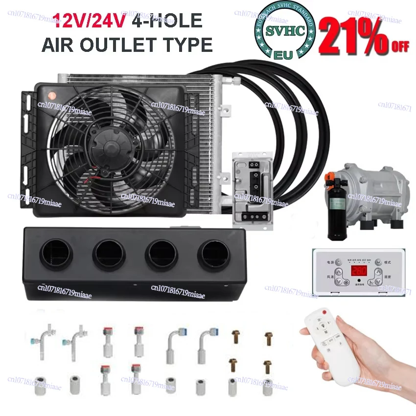 Universal 4 Holes 2 Holes Auto Electric Air Conditioning Compressor 12V 24V for Car Van Street Rod Hot Classic A/C Conditioner