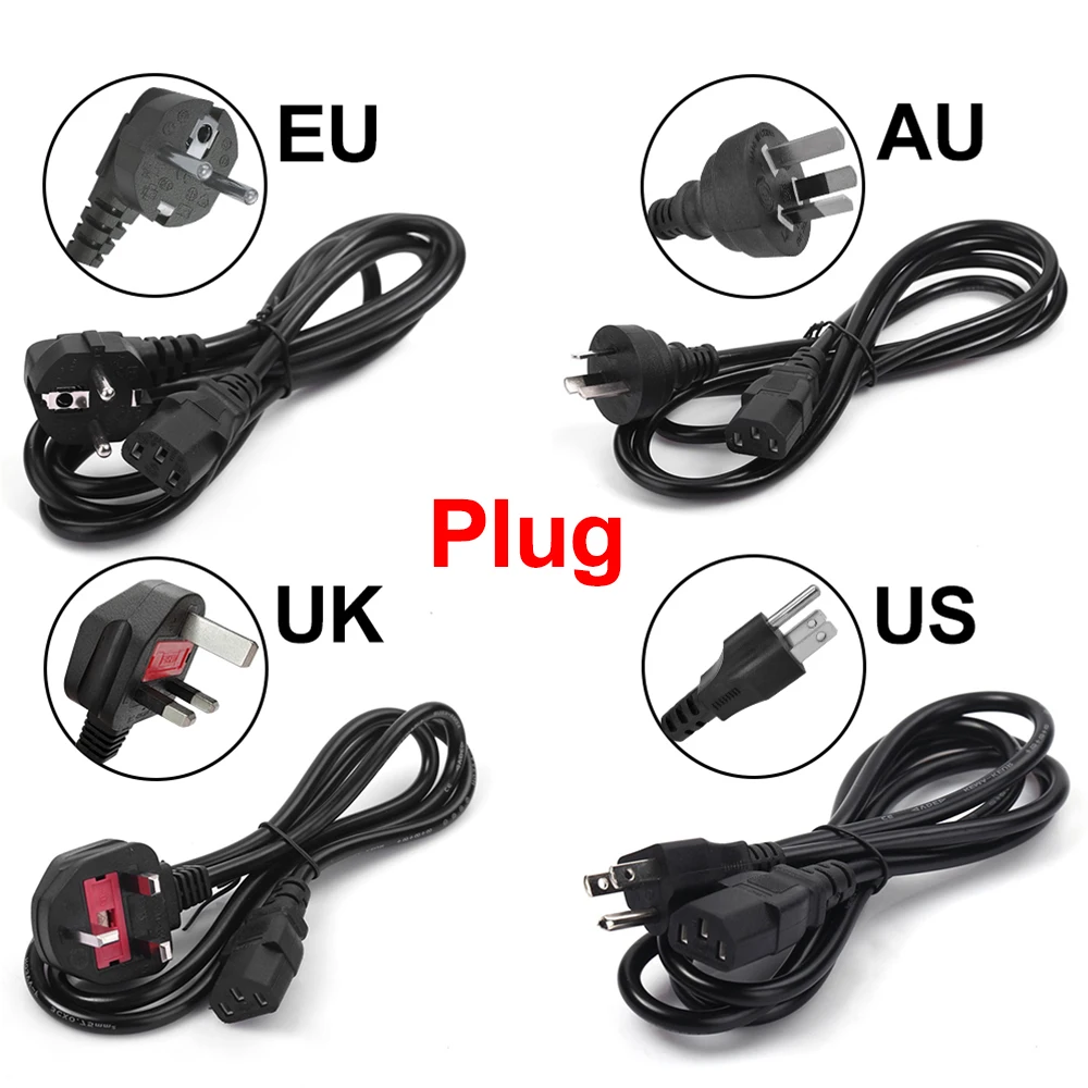 Durable 3-Prong 1.2m US EU UK AU 4Standards AC Power Supply Adapter Cord Cable Lead Charging Line Wires For PC Laptop