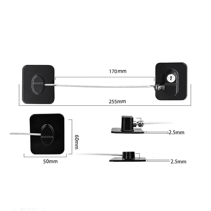 Cerradura de seguridad para refrigerador de bebé, 1 piezas, con llaves, cerraduras de gabinete de seguridad infantil, cerraduras de puerta corrediza de armario, cerradura de seguridad para bebé