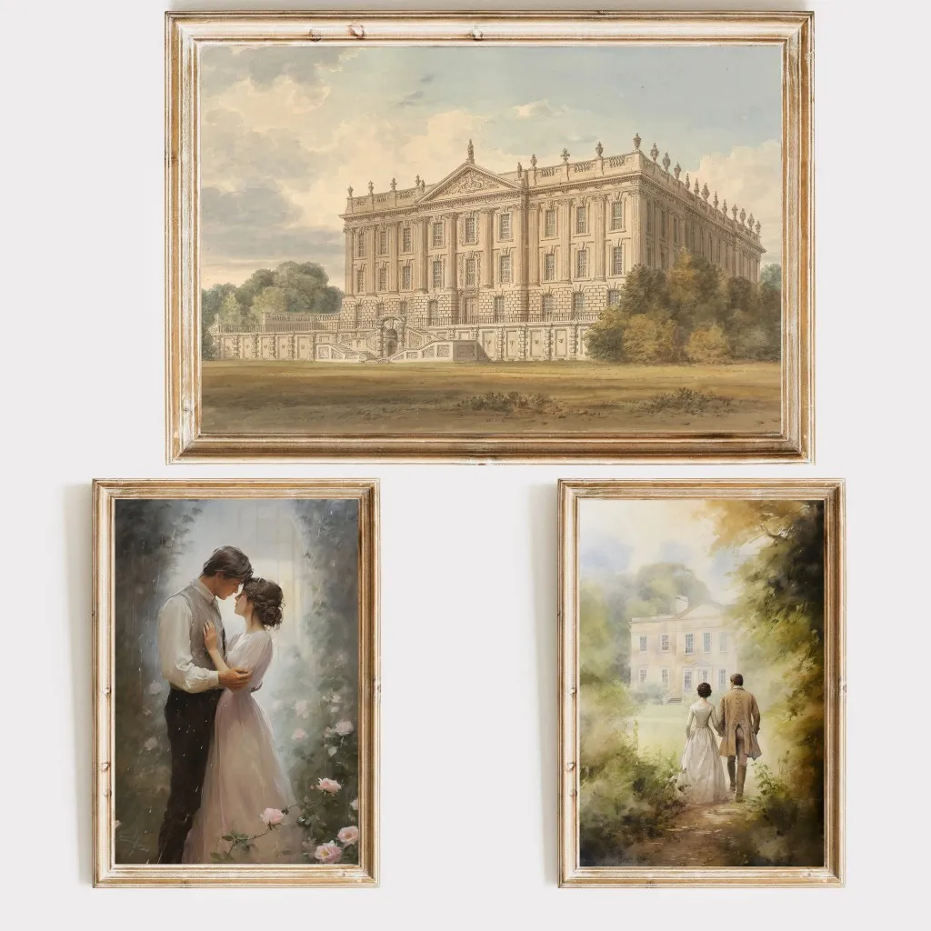 طباعة فنية جدارية فخر وتحيز ، لوحة زيتية قماشية ، إليزابيت بينيت ومر دارسي ، ملصقات قطنية ، ديكور منزلي #4