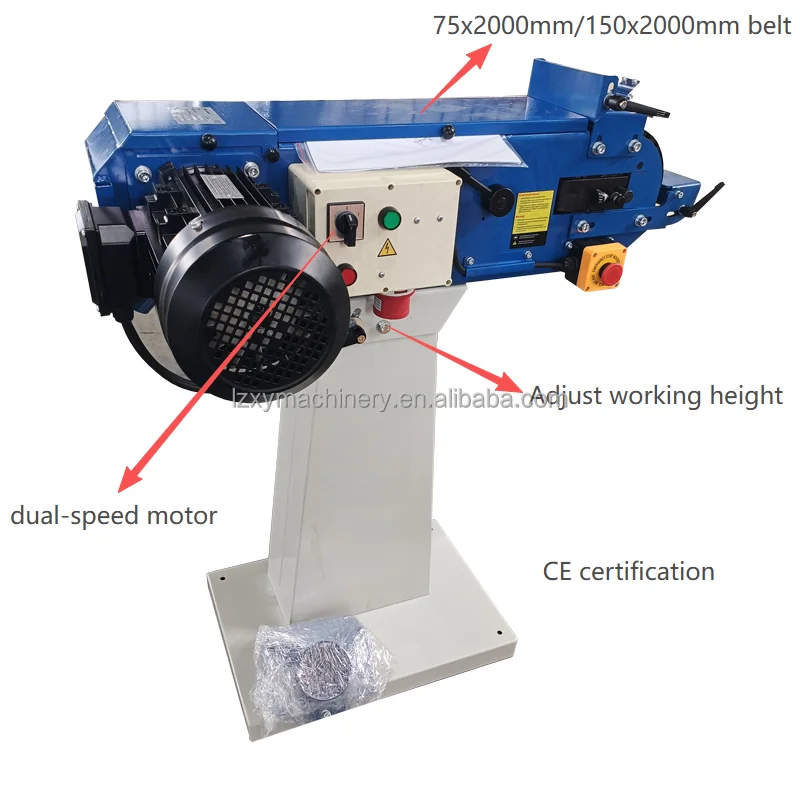 150x2000mm Metal Belt Sander Industrial Bench Grinder for Deburring