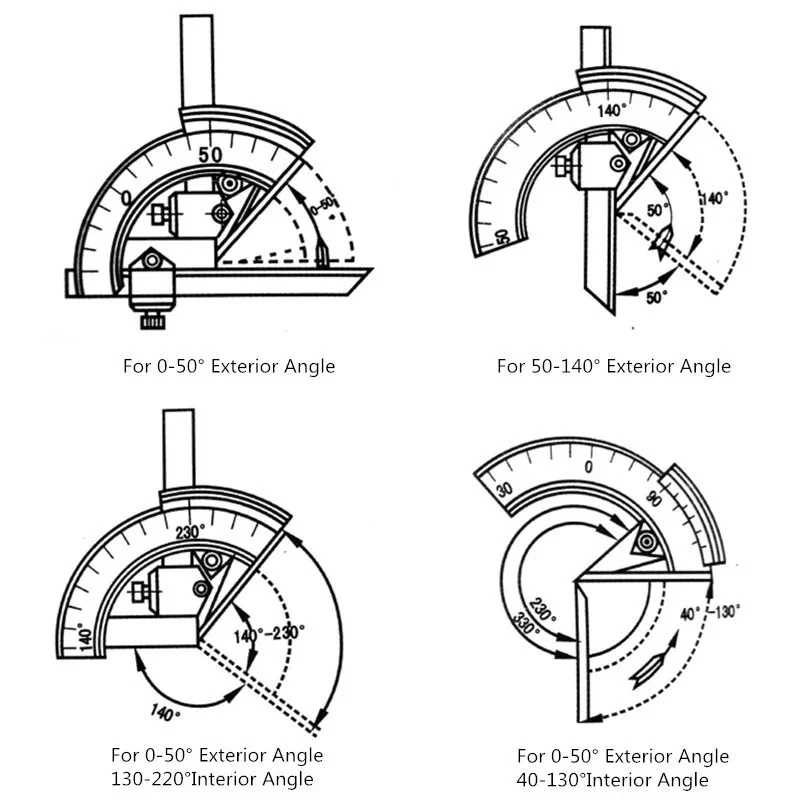 320° Universal Protractor 0.02 Precision Goniometer Angle Measuring Finder Ruler Tool Woodworking Measuring Tool