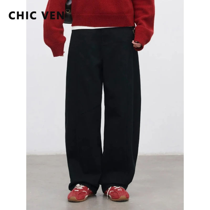 

CHIC VEN Fashion Women Jeans Solid Loose Casual High Waist Black Wide Leg Denim Pants Ladies Trousers Cotton Spring Autumn 2026