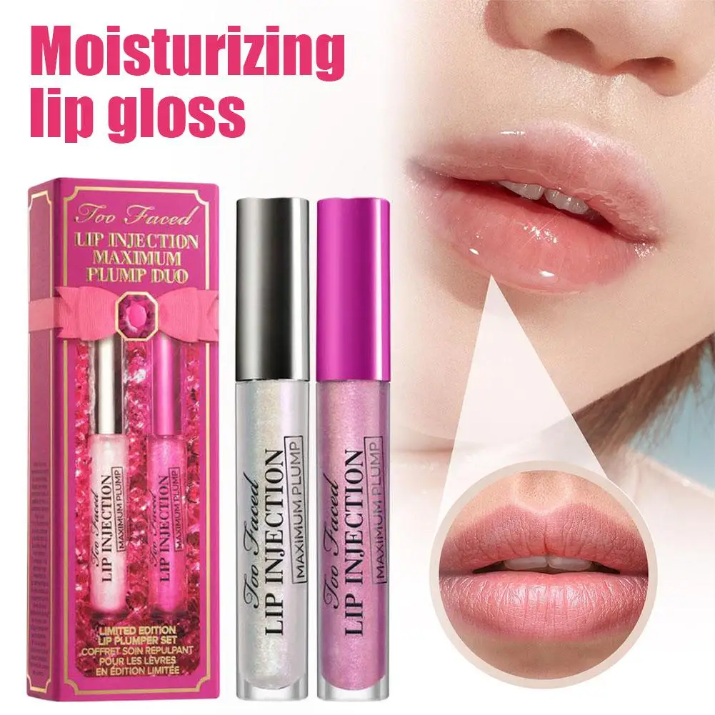 Conjunto de esmalte labial hidratante, injeção máxima de lábios, diamante gordo, fogo, ametista, cristal brilhante, desbotamento, linhas labiais, cuidados de clareamento