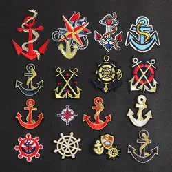 Patch per ricamo con timone di ancoraggio della nave per vestiti strisce fai da te ferro su bussola Appliques adesivi per abbigliamento distintivi