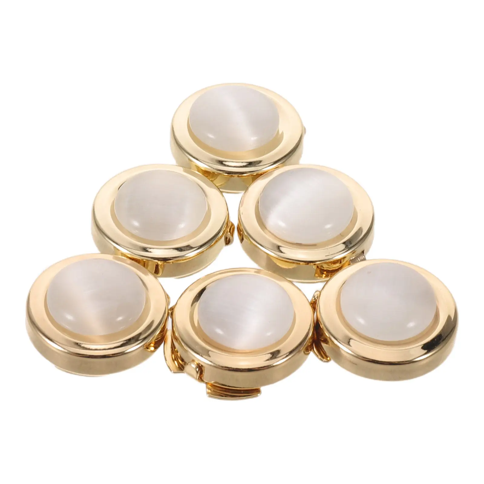 3Pairs Decorative Button Covers Cats Eye Round Clip-on Shirt Button Cuffs for Men Women Formal Tuxedo Jacket Blouse DIY