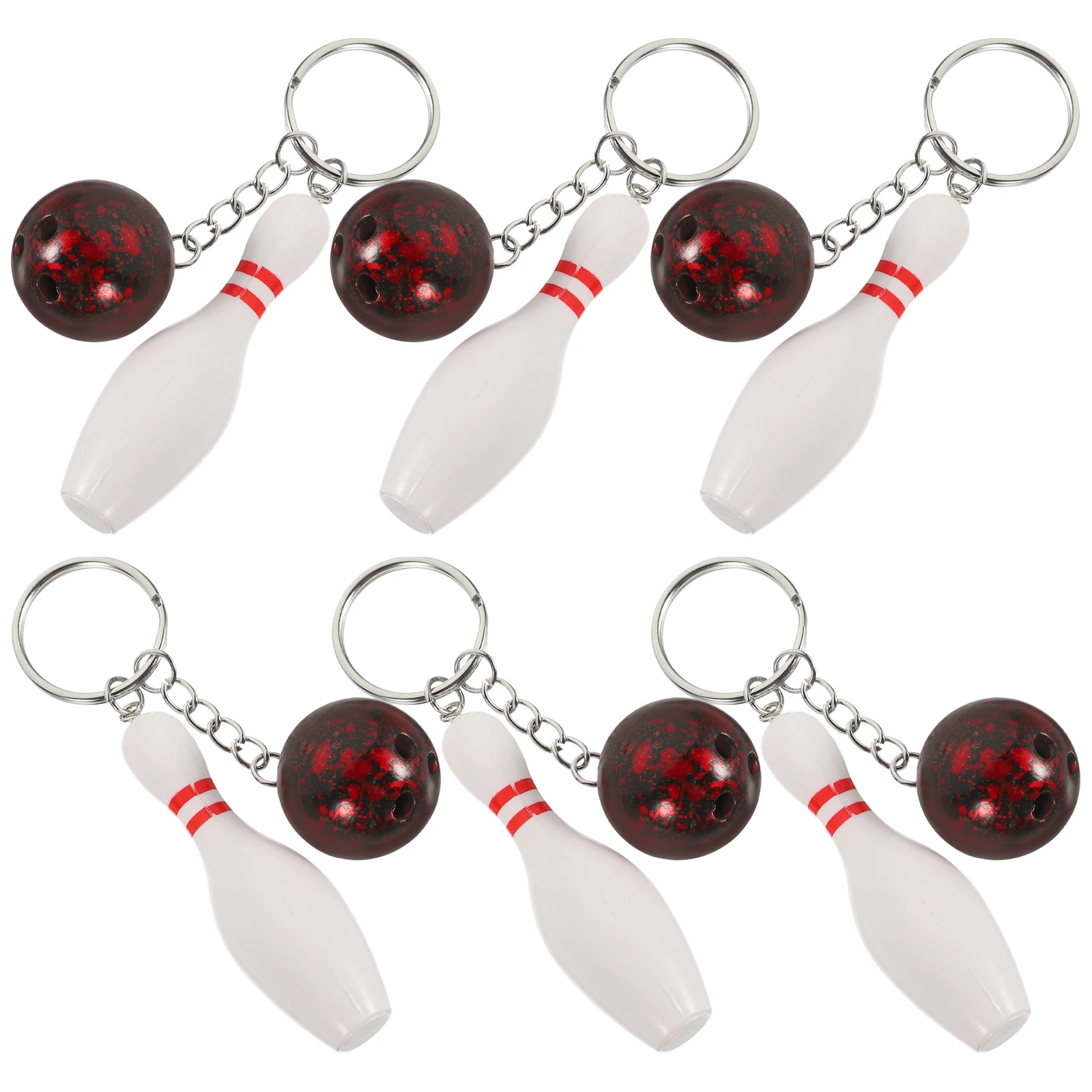 

6pcs Keychains Gifts PVC Metal Bowling Pin Keychain Bulk Party Favors Pendant Handbag Charm Outdoor Sports