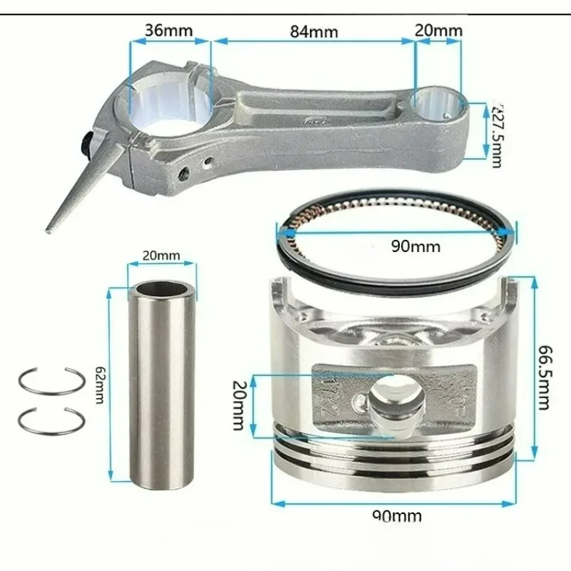 Engine Piston kit and Connecting rod for Generator pump kolben 152F 154F 168F 170F 173F 177F 188F 190F 192F 182F Conrod view 6