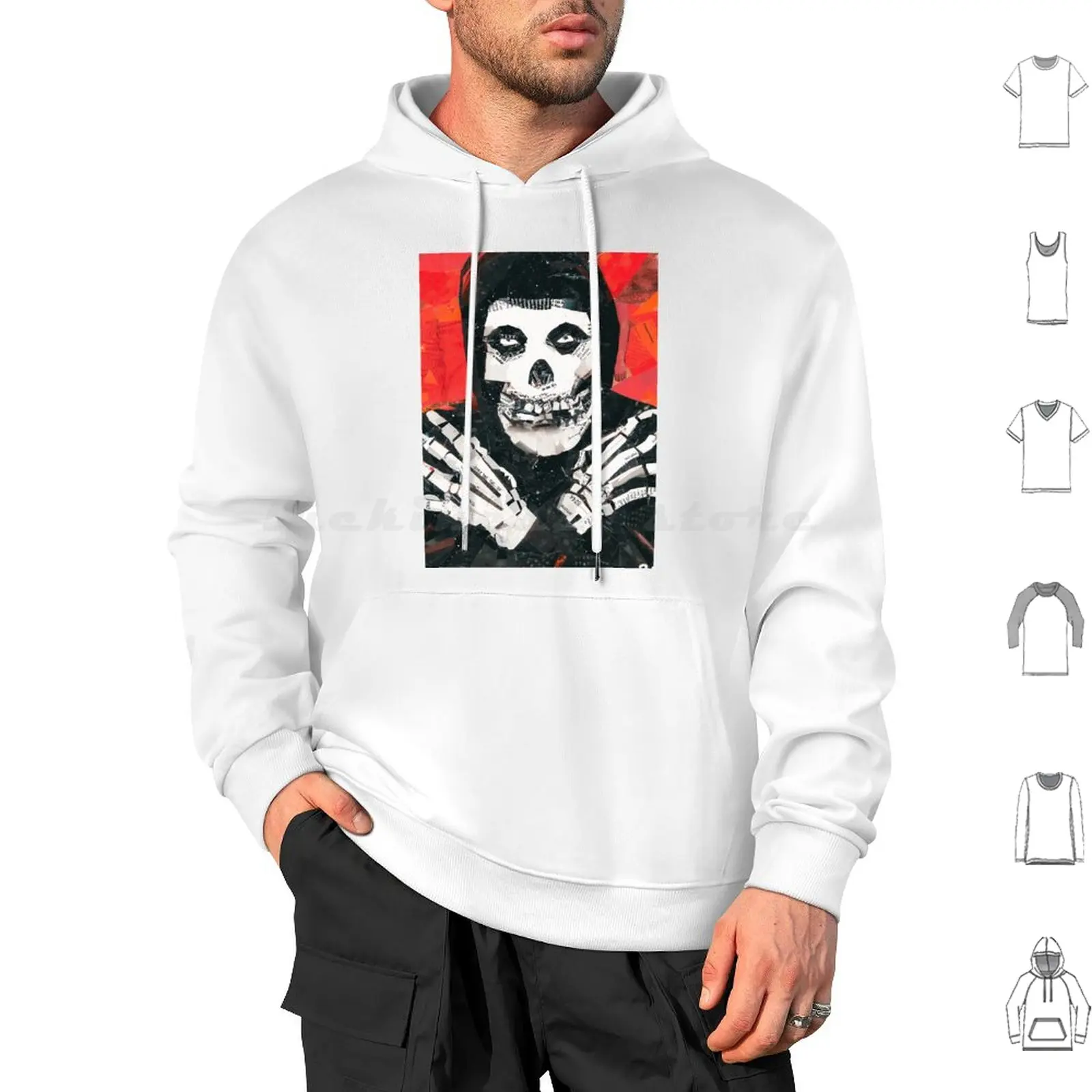 1 Collage Hoodie Cotton Long Sleeve Skull Collage Original Pop Punk Terror Series B Recycling Contemporary Fashion Modern