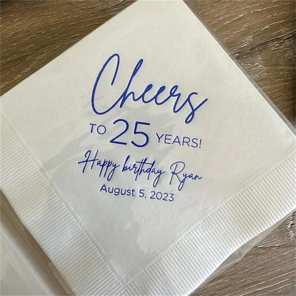 Personalized Birthday Napkins Cocktail Beverage Luncheon Dinner and Guest Towels Available Number can be changed! Cheers Napkins