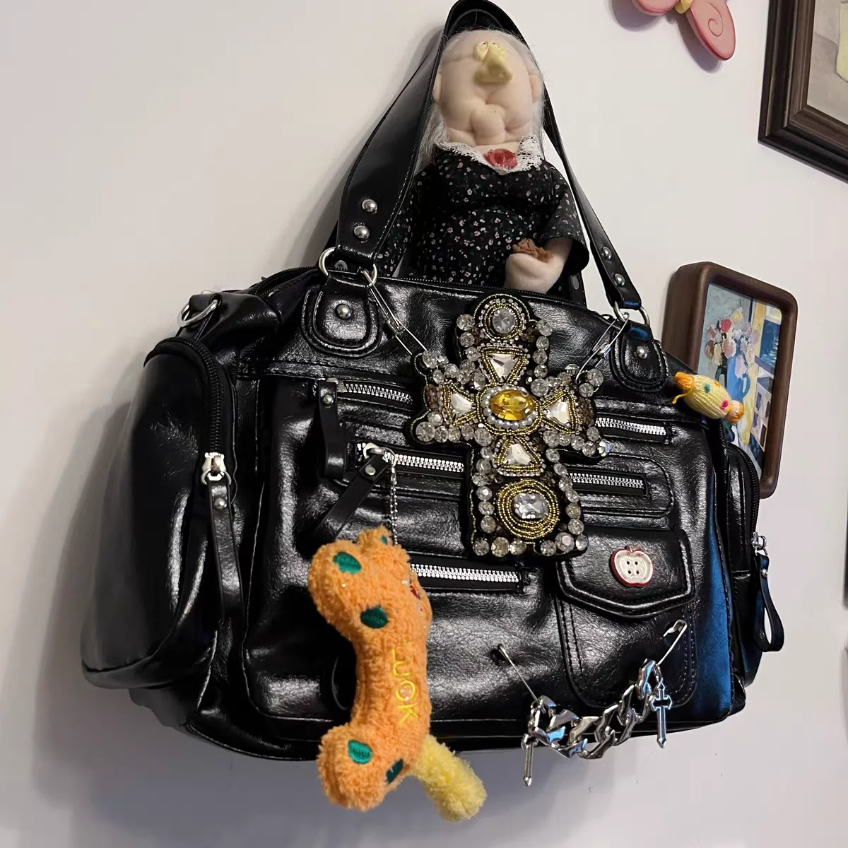 ريترو Y2k السائق حقيبة يد القوطية الشرير الصليب حمل حقيبة للنساء الألفية التوابل الفتيات الشارع ركاب حقيبة كتف Bolsas De Mujer