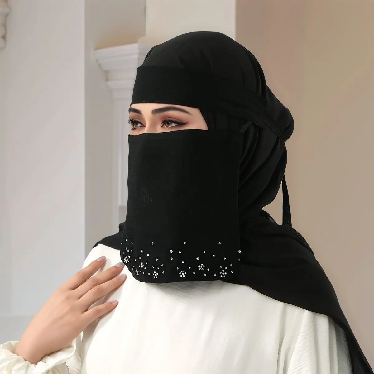 غطاء وجه إسلامي حجاب الحجاب زهرة الماس حزام إسلامي وشاح غطاء الرأس المرأة الحجاب مشروط القطن الصلاة تنفس التفاف