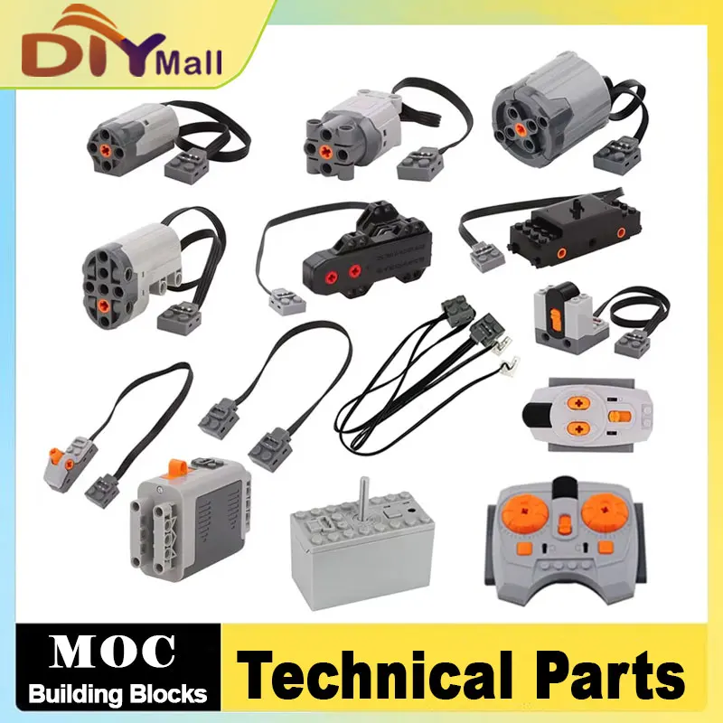 

14PCS Power Functions Motor Set - IR Remote Control + Receiver + AA Battery Box for MOC Train/Buggy Building Blocks