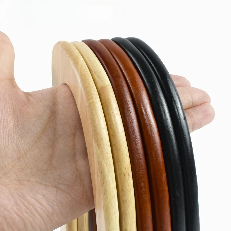 

Meetee 1/2/4Pcs 24*9cm D Shaped Ring Wooden Bag Handle Handbag Handles Woven Bag Decorative Frame Replace Kit DIY Bags Accessory