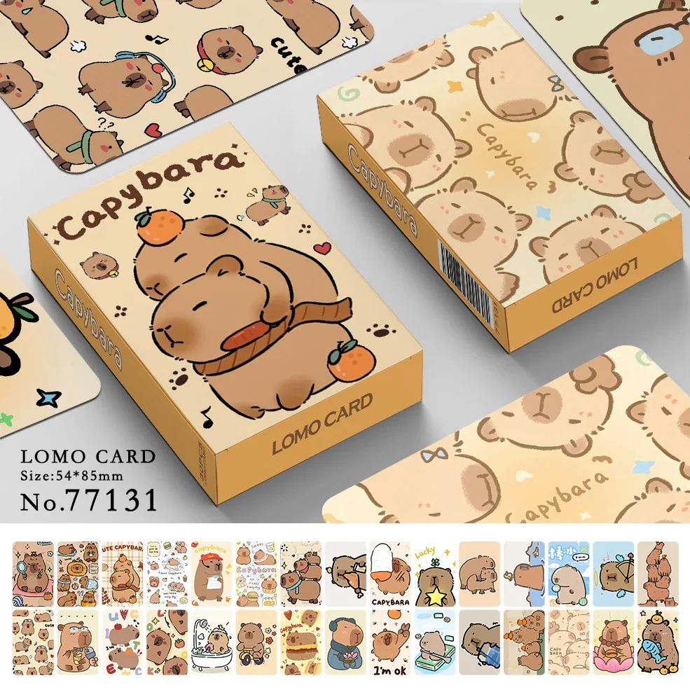 

30pcs Cartoon Animal Capybara Double Sided Printing Card Cartoon Lomo Cards HD Photocard Kids Gift Collection Cards