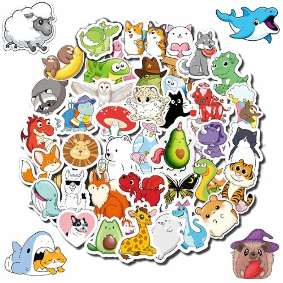 100 PCS Water Bottle Stickers for Waterproof Cute Stickers for Water Bottles No Duplicates Animal Stickers for Laptop, Water Bo