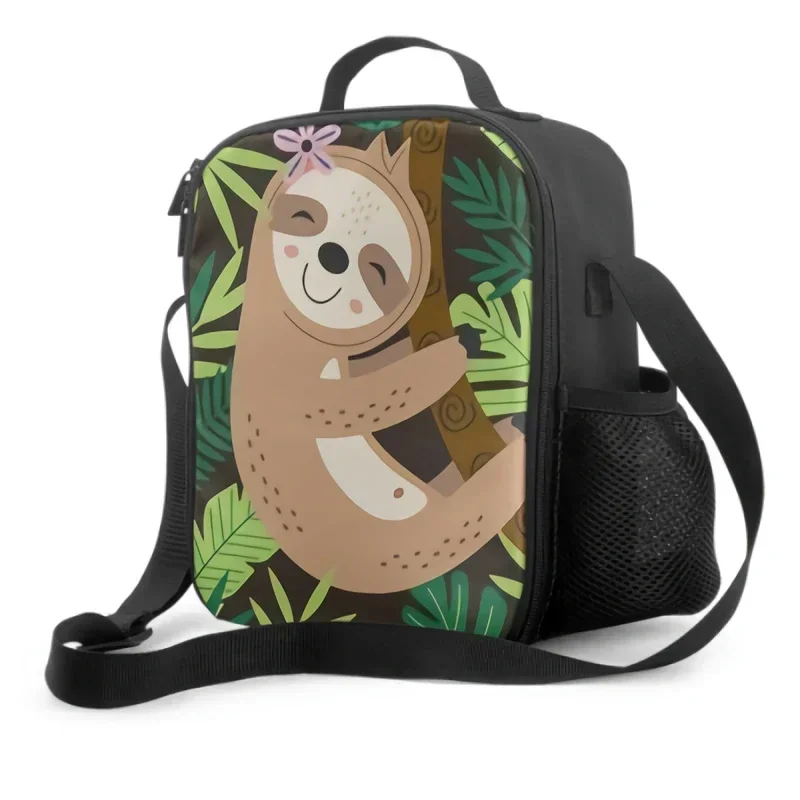 Poster With Sloth Insulated Lunch Box Leakproof Portable Lunch Bags with Adjustable Shoulder Strap Reusable Cooler Tote Bag