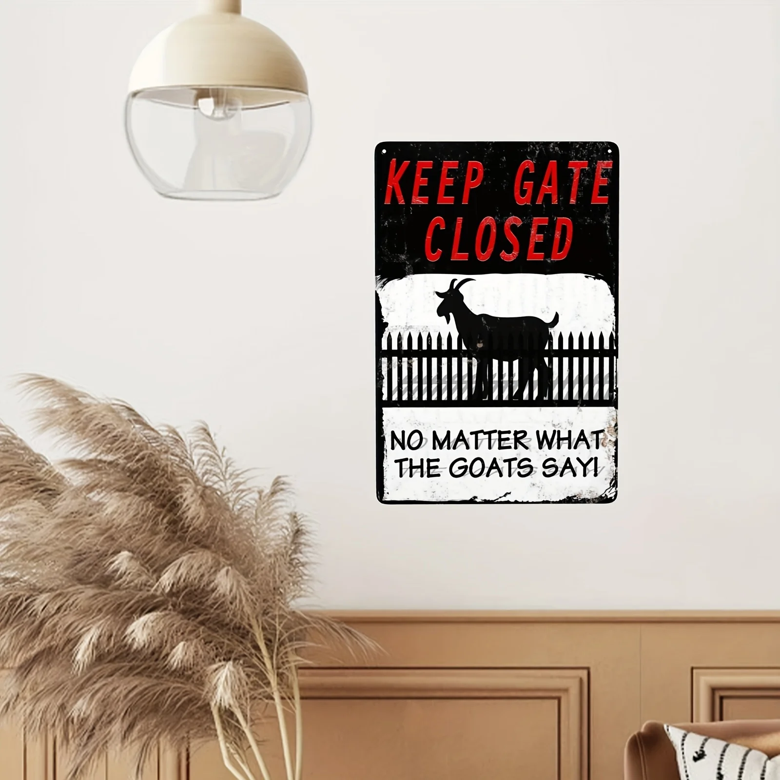 Funny Goat Farm Sign - Keep the Gate Closed,  Metal Tin/Aluminum Caution Sign for Farmhouse Fence, House Wall, and Gate