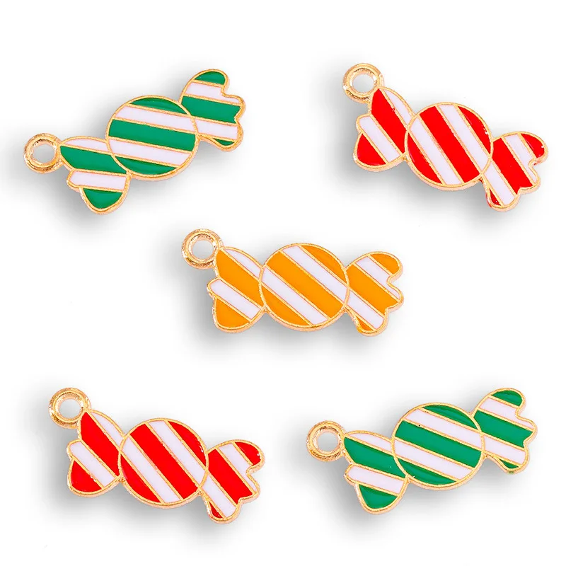 20 pcs/lot Fashion Gold Alloy Enamel Candy Pendant Accessories Charms for Women, Earrings/Necklace Handmade DIY Jewelry