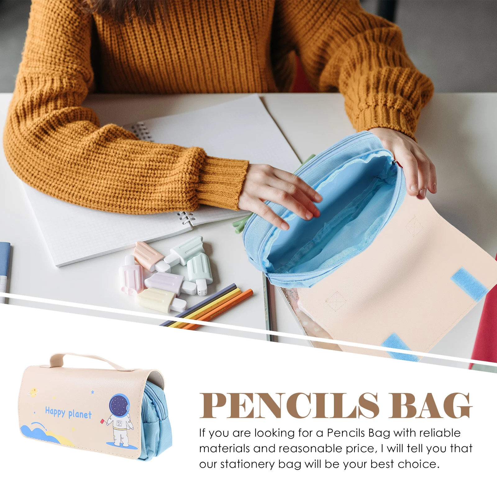 

Pencil Bag Stationery Cute Zipper Pouch Aluminum Alloy Multifunction Case Organizer