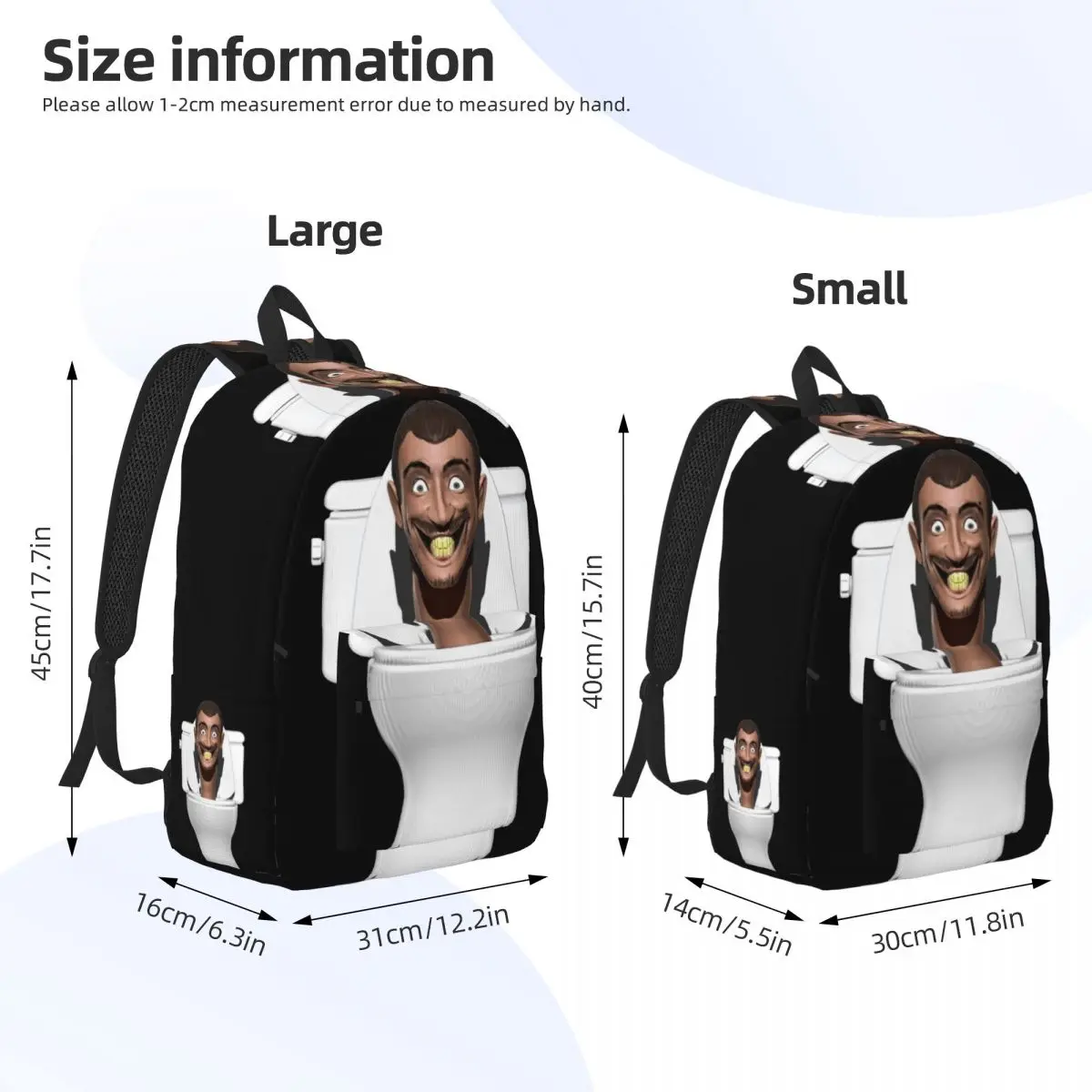 Skibidi-mochila de inodoro Meme Smile, escuela secundaria primaria, bolsa de libros para estudiantes, adolescentes, paquete de día al aire libre