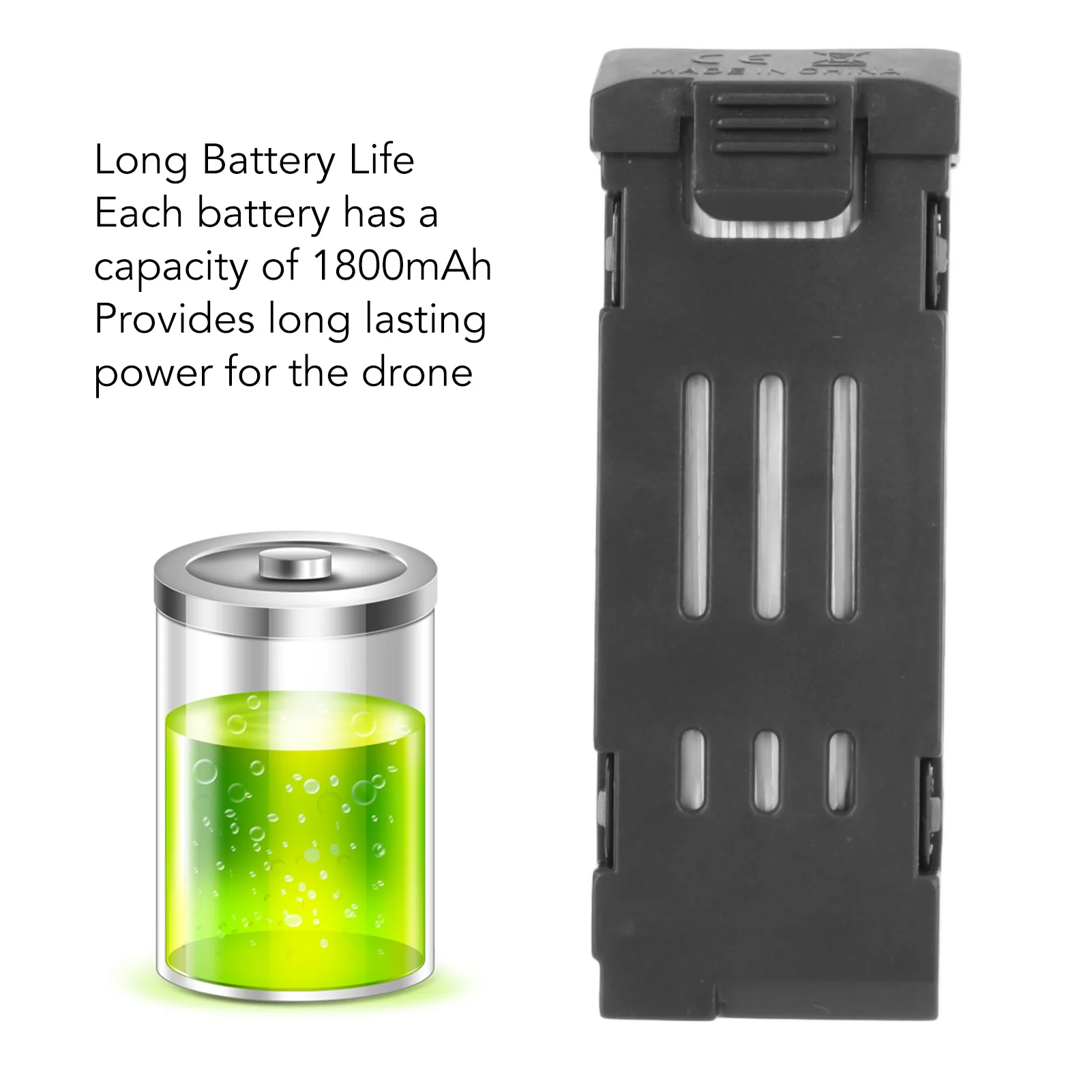 RC Quadcopter Battery 1800mAh Long Battery Life Compact Remote Control Drone Lithium Battery Replacement for 998PRO for E58 E68