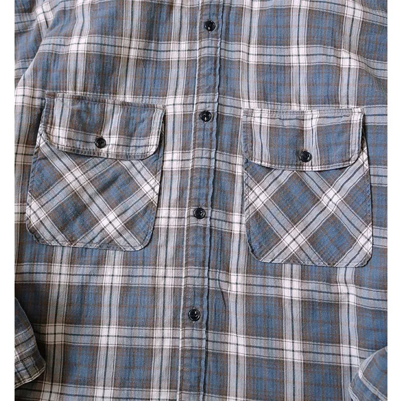 23AW KAPITAL Hirata and Hiroshi Casual Warm Plaid Mid Length Loose Fitting Cotton Jacket with Long Sleeves for Men Shirt Coat