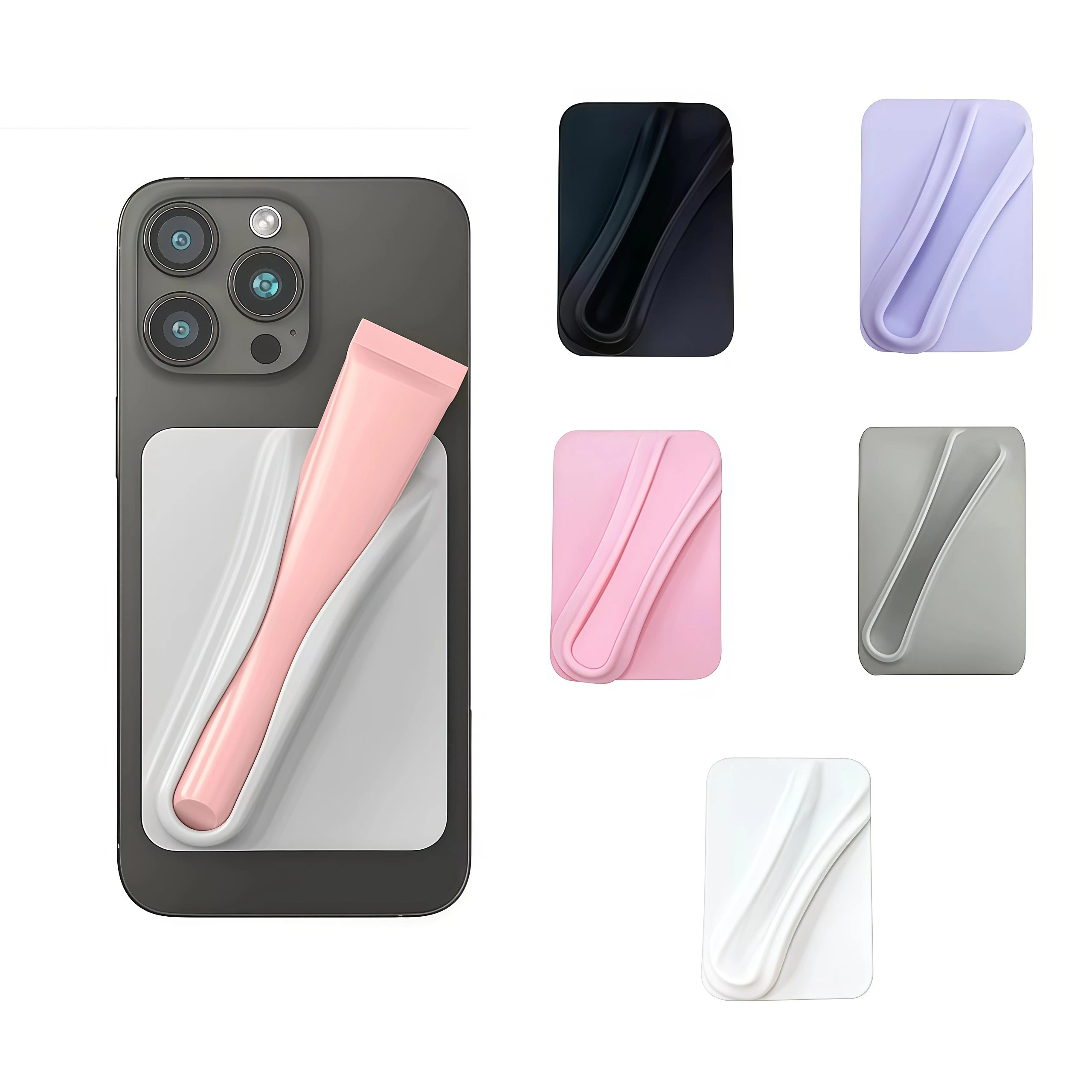 Lip Gloss Lipstick Lip Holder Strong Adhesive Stand for iPhone 15 16 17 Pro Max For Samsung S26 Soft Silicone Universal Bracket