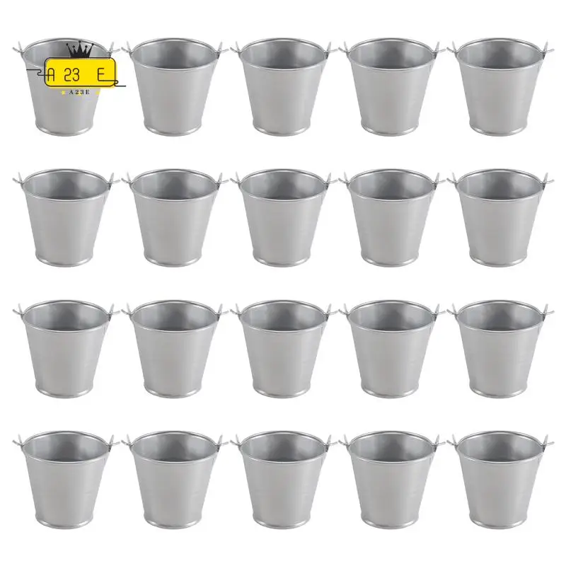 

A23E-20Pcs Mini Metal Bucket Portable Flower Pot Vases Planters Lovely Candy Box For Wedding Party Home Decoration