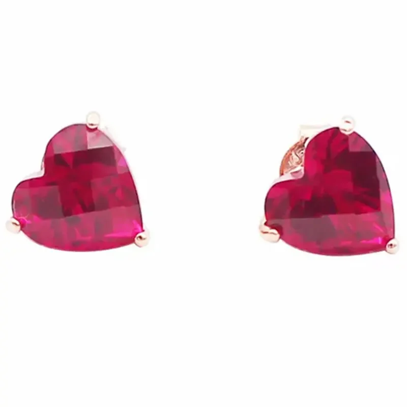 Light Luxury Romantic Heart Ruby Earings Stud Exquisite Classic Red Gemstone Earrings for Women Engagement Jewelry