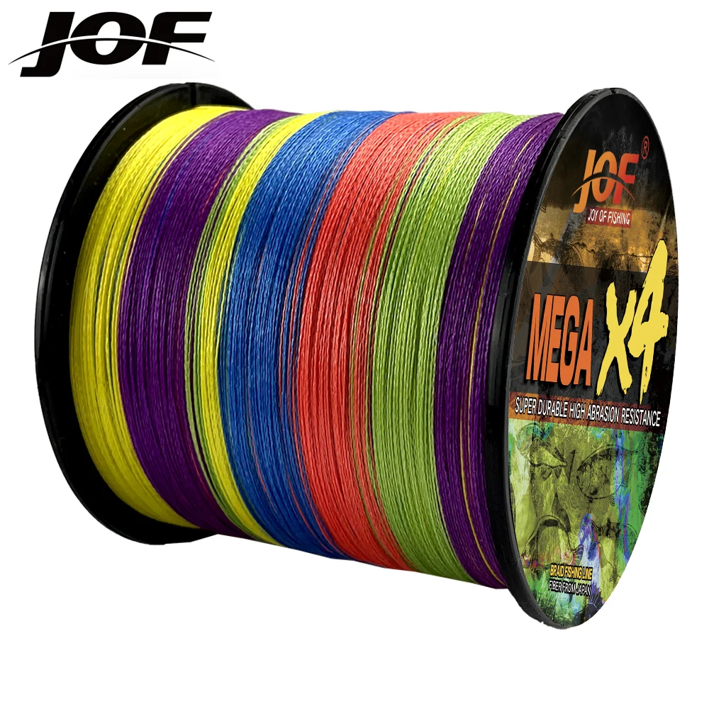 JOF Braided Fishing Line 100m Multi Color Super Strong Japan Multifilament PE Braid Line 10 12 18 28 35 40 50 60 80LB