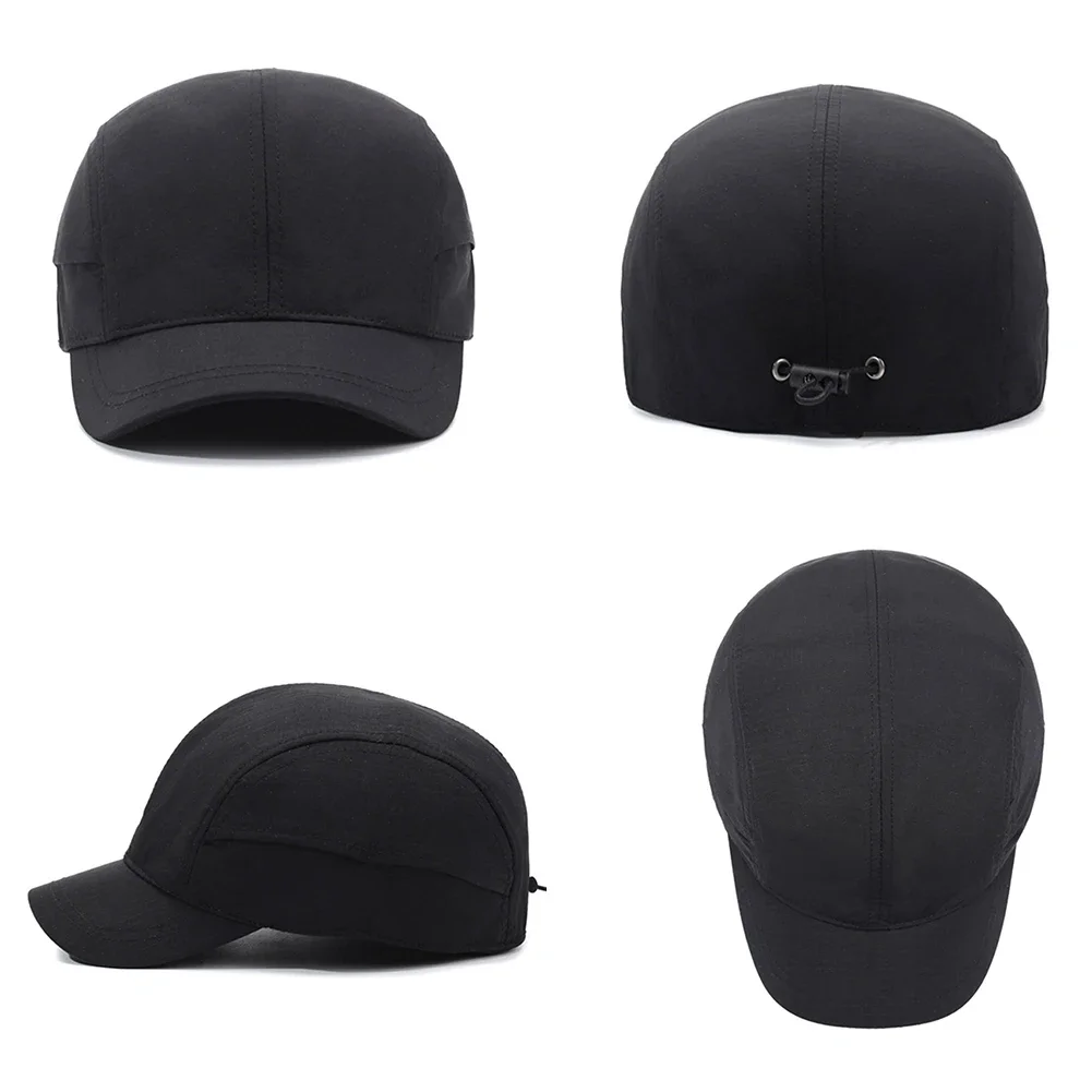 Lightweight Quick-Dry Solid Color Short-brimmed Baseball Cap Breathable Polyester Sun Protection Adjustable Buckle Closure