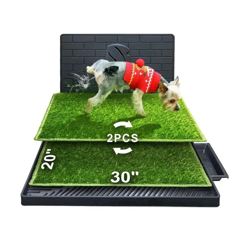 

Artificial Grass Training Pads with Pee Baffle Reusable Alternative To Puppy Pads Portable Dog Litter Box Dog Potty