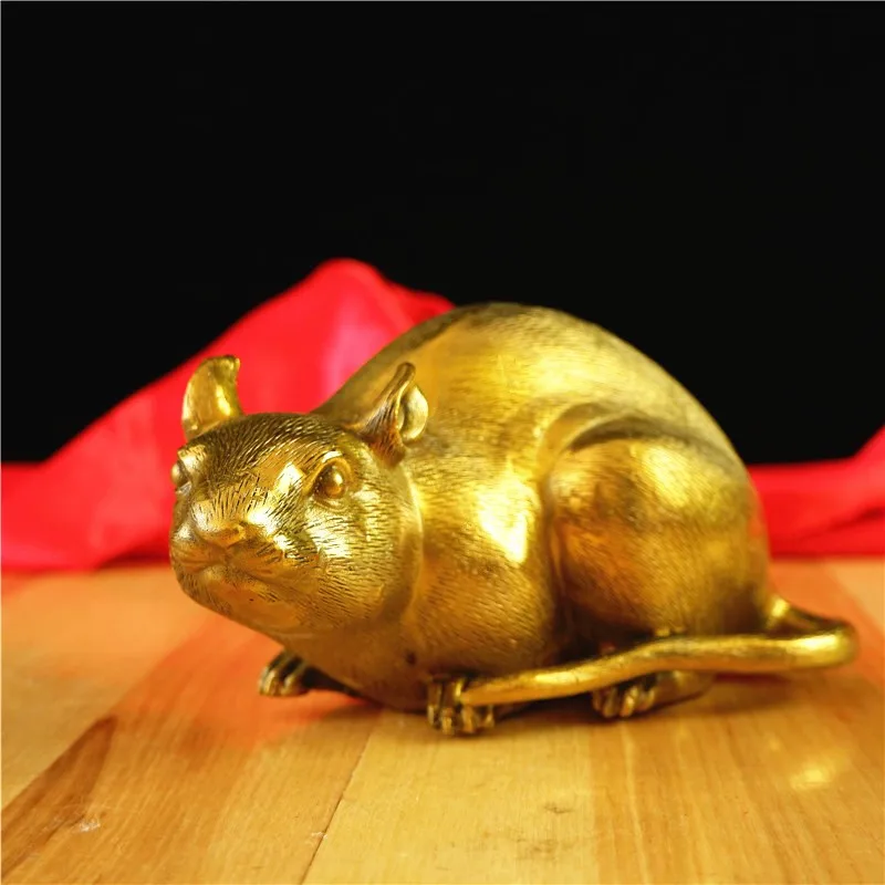 Copper Mouse Ornaments Brass Zodiac Rat Golden Rat Cute Little Mouse Living Room Entrance Ornament Year of the Rat Gift Mascot